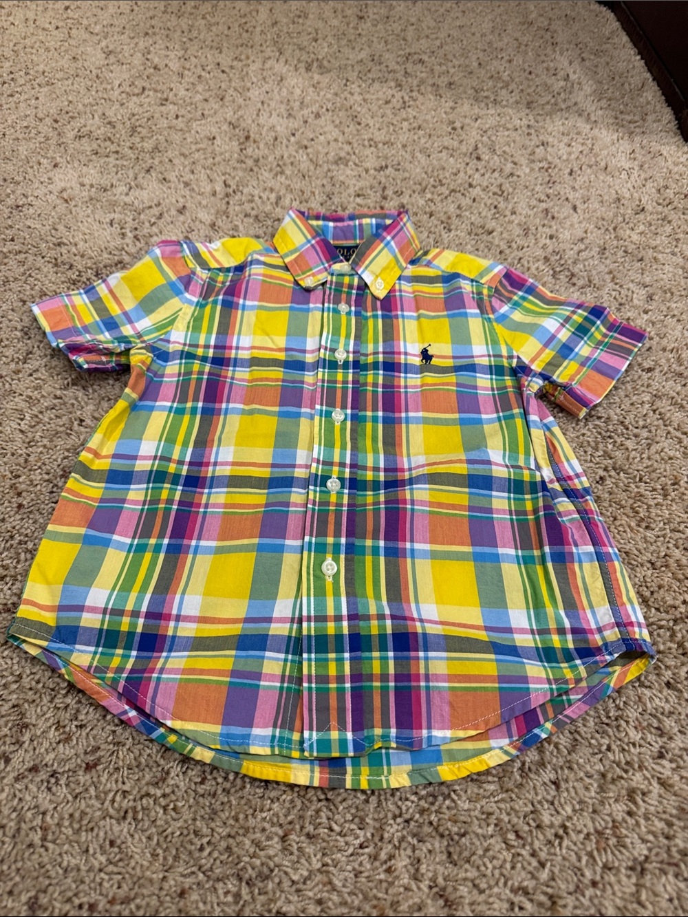 Polo by Ralph Lauren Yellow Multi Plaid Short-Sleeve Button-Down Shirt